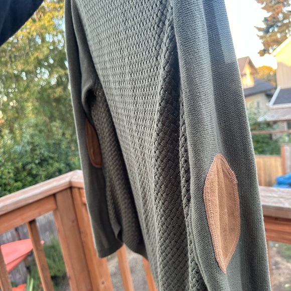 Rugby elbows green knit thin long sleeve sweater - Picture 7 of 10